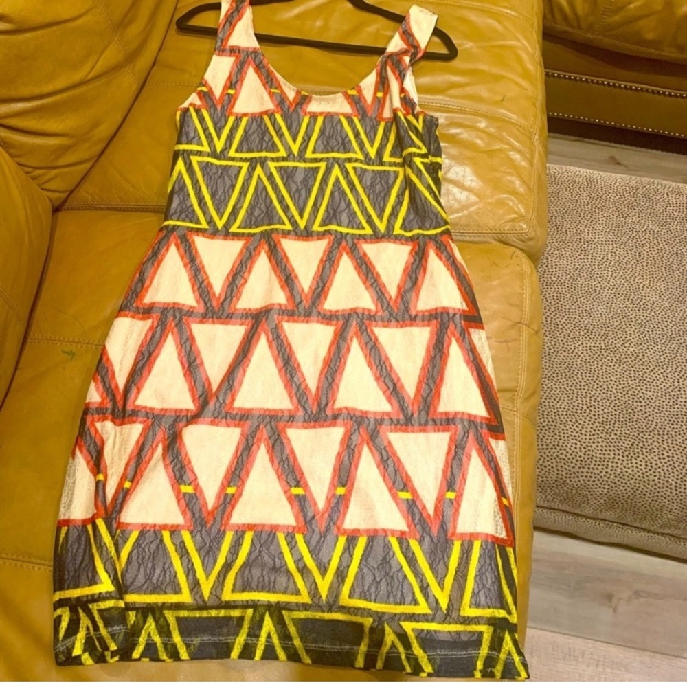 Bar III Yellow Orange Geometric Bodycon Dress